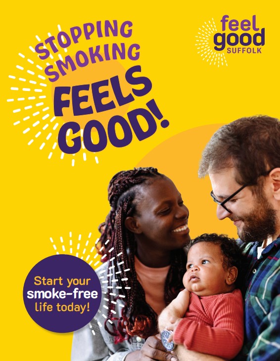 two parents who have stopped smoking hold their young child