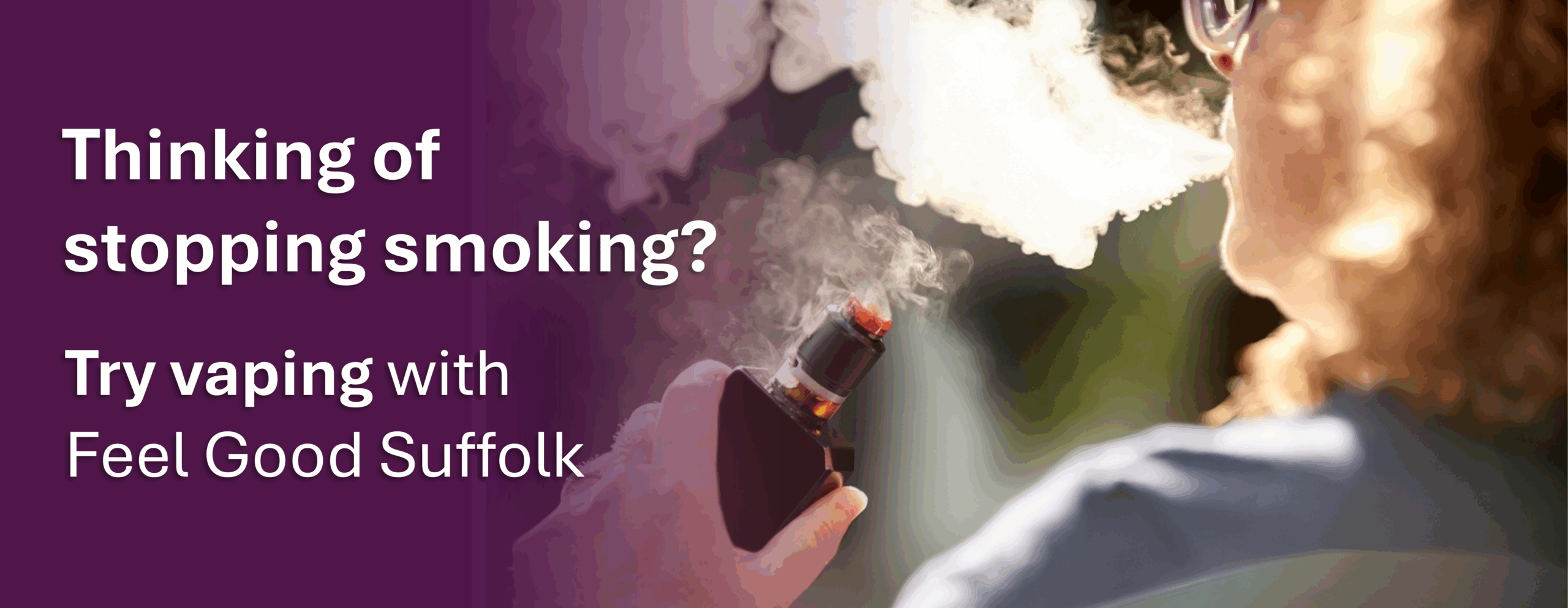 woman vapes in background